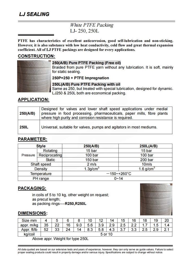 LJ 250 250L Pure PTFE Packing with oil_00.jpg