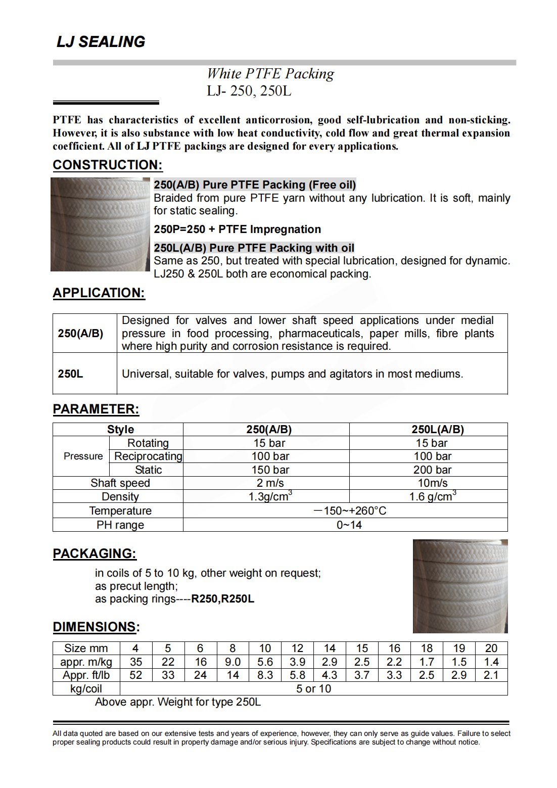 LJ 250 250L Pure PTFE Packing with oil_00.png